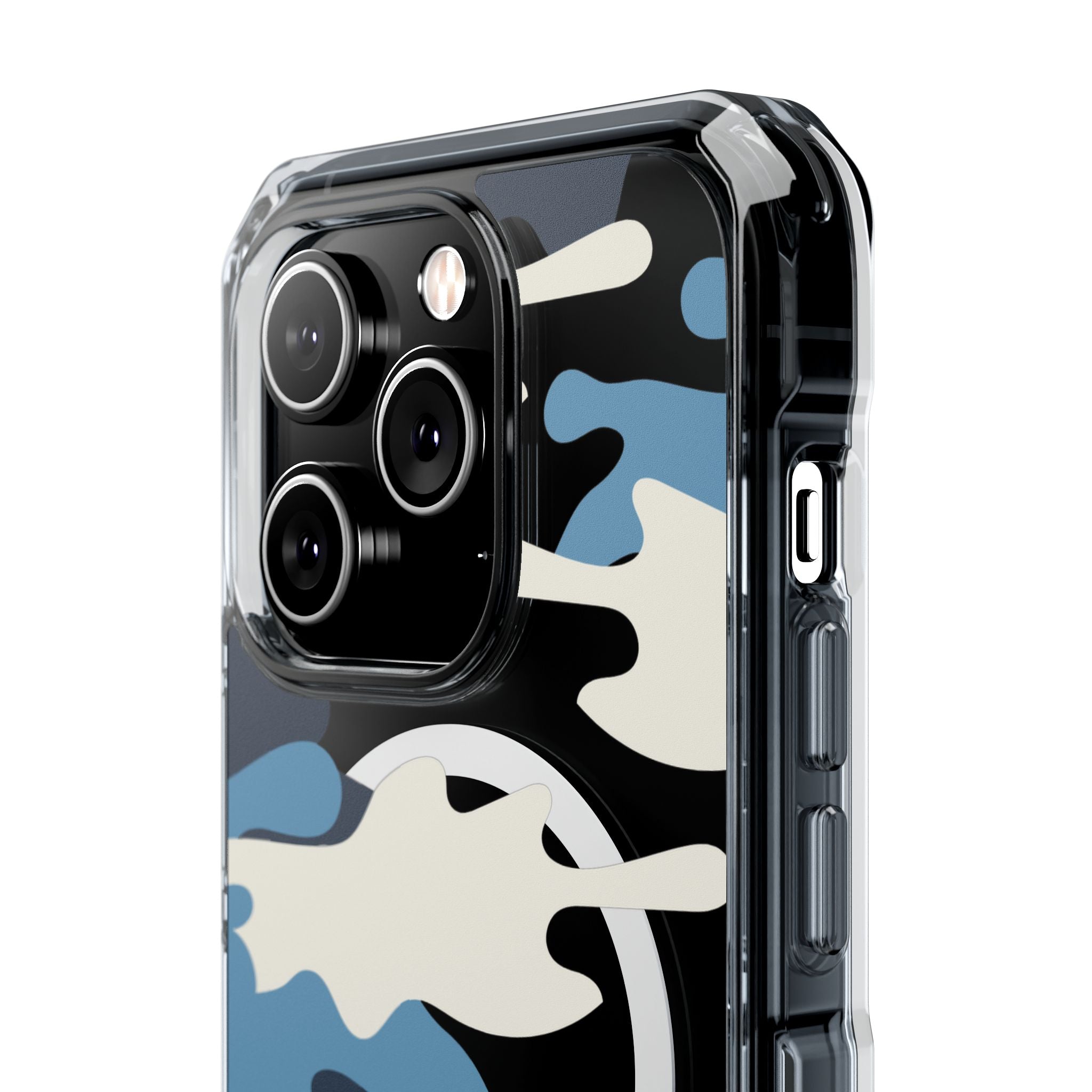Blue & White Camo Magnetic Clear Impact Phone Cases - The Kindness Cause