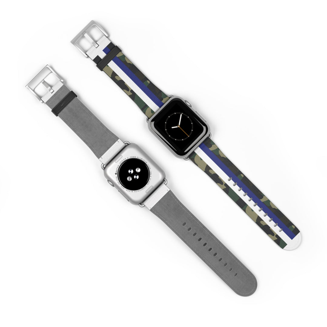 Blue &amp; White Stripe Camo Apple Watch Band - The Kindness Cause