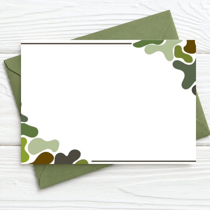 Boxed Set of 10 Camo 5x7 Notecards with Envelopes - The Kindness Cause