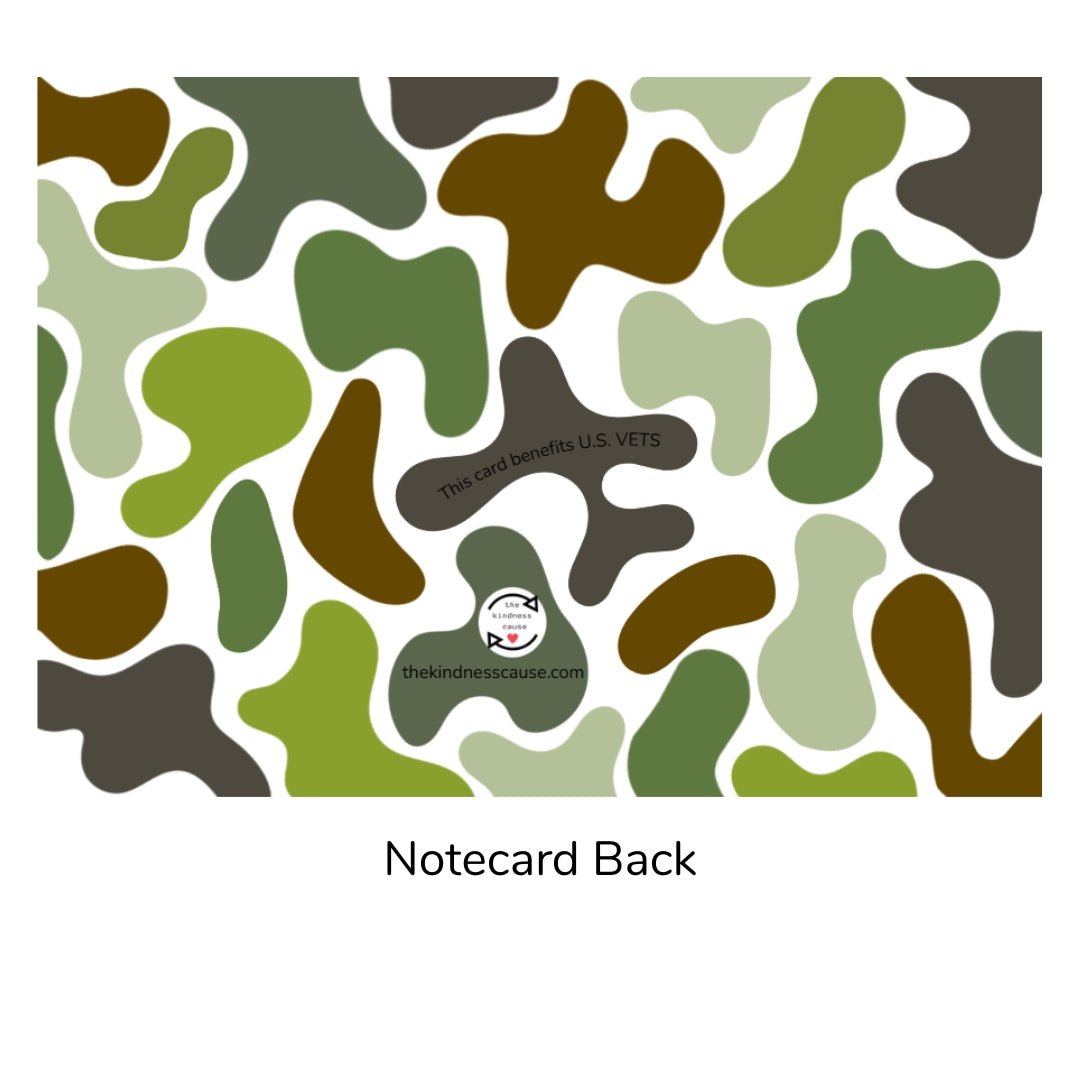 Boxed Set of 10 Camo 5x7 Notecards with Envelopes - The Kindness Cause