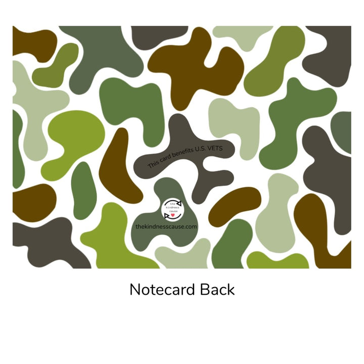 Boxed Set of 10 Camo 5x7 Notecards with Envelopes - The Kindness Cause
