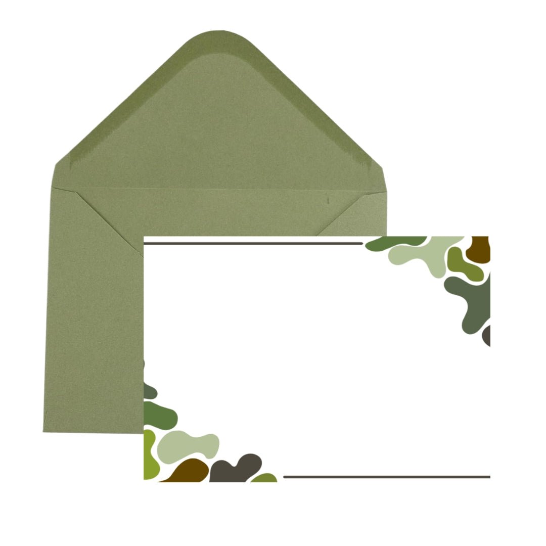 Boxed Set of 10 Camo 5x7 Notecards with Envelopes - The Kindness Cause