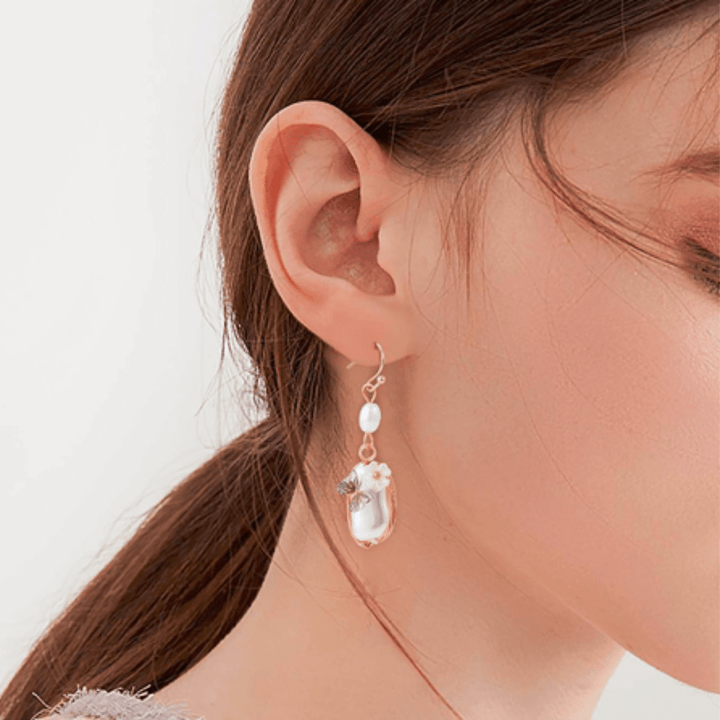 Butterfly Pearl Shell Drop Earrings - The Kindness Cause