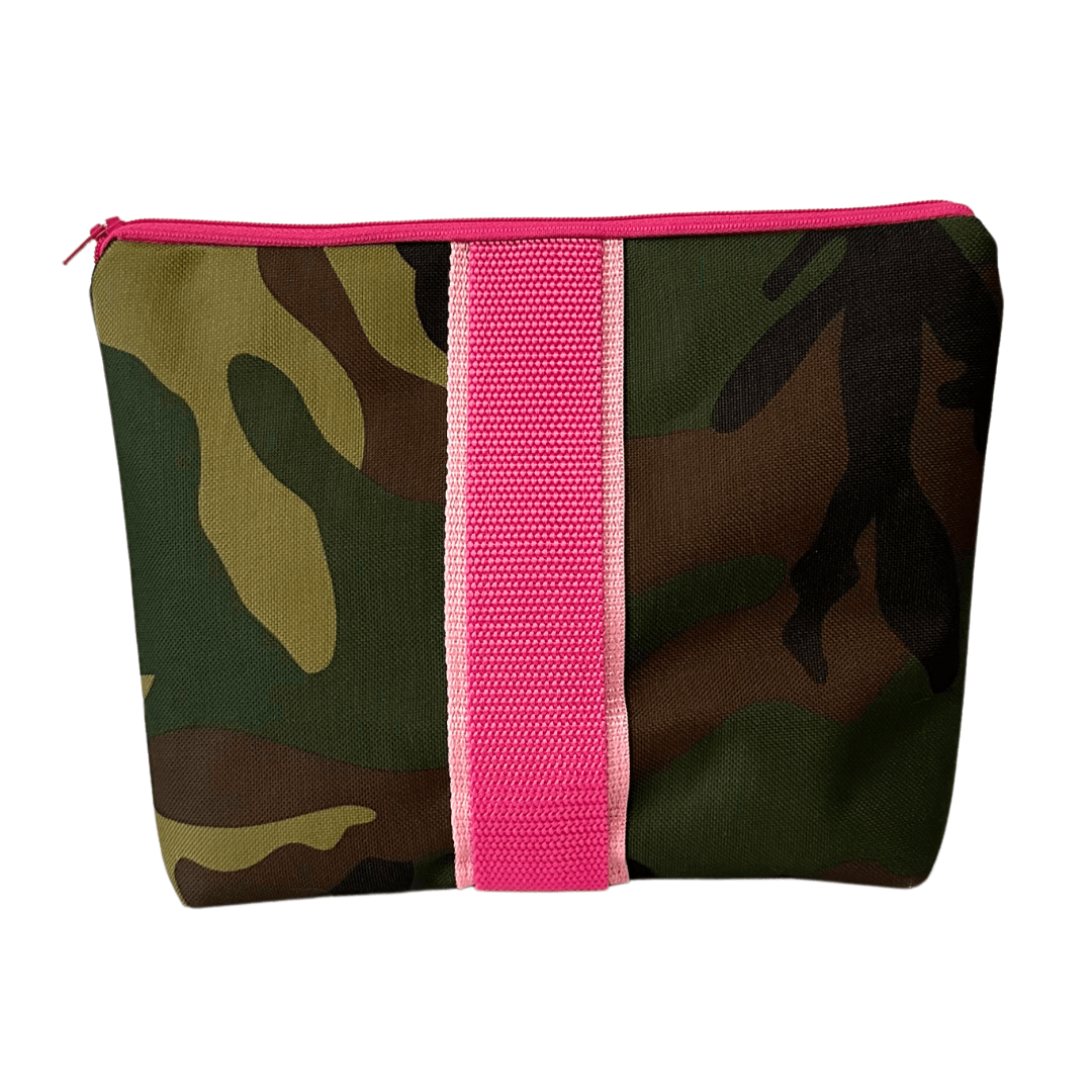 Camo Canvas Pink Stripe Zipper Pouch - The Kindness Cause