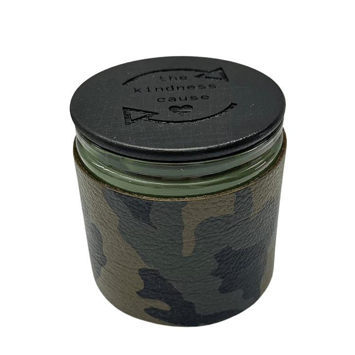 Camo Leather Wrapped Kindness Candle - Squeeze The Day - The Kindness Cause