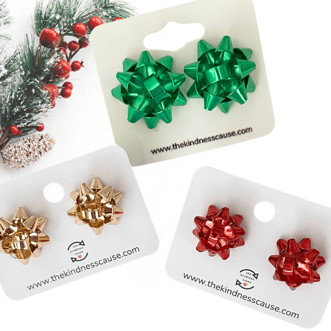 Christmas Bow Stud Earrings - The Kindness Cause