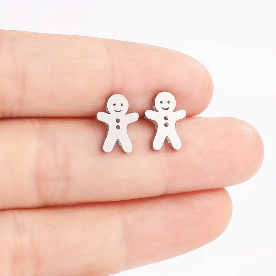 Christmas Gingerbread Man Mini Stud Earrings - The Kindness Cause