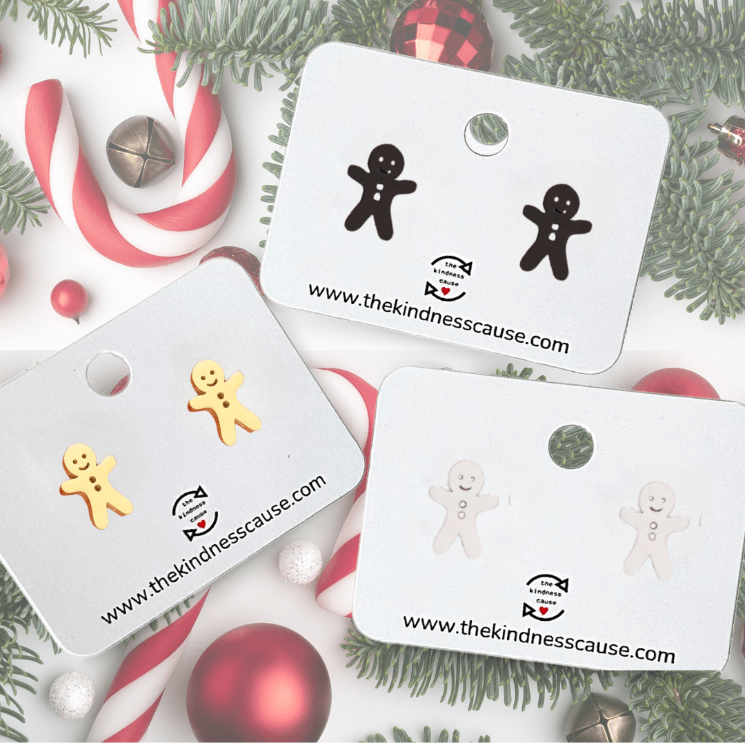 Christmas Gingerbread Man Mini Stud Earrings - The Kindness Cause