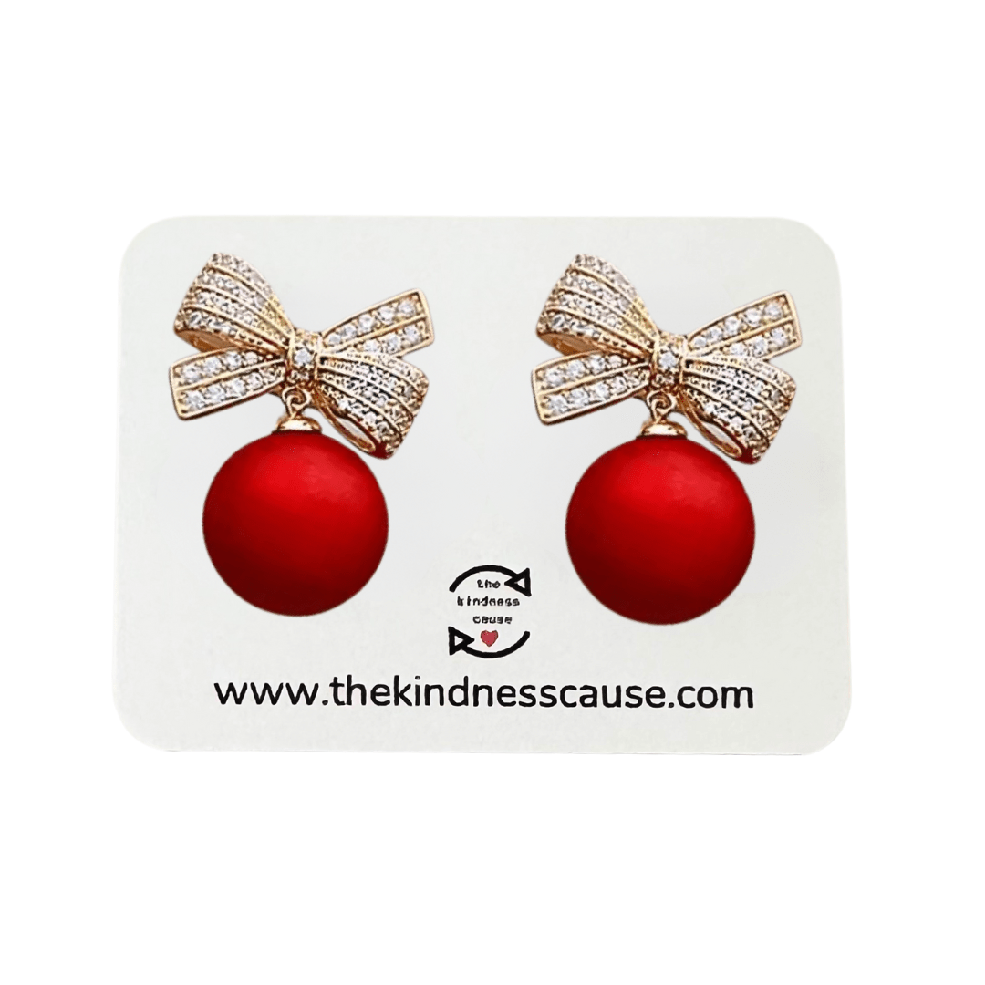 Christmas Ornament Bow Drop Earrings - The Kindness Cause