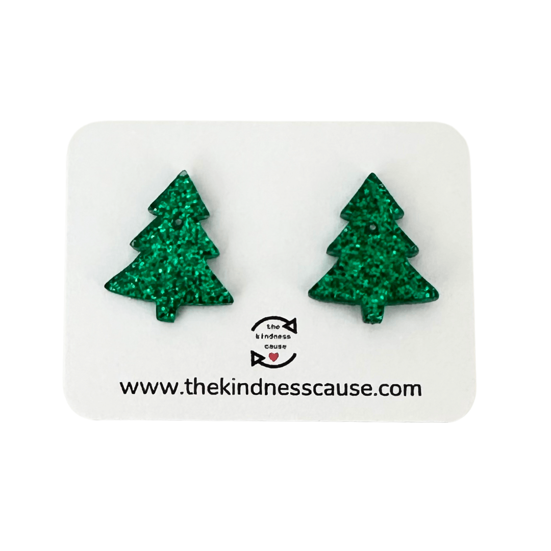 Christmas Tree Glitter Acrylic Stud Earrings - The Kindness Cause