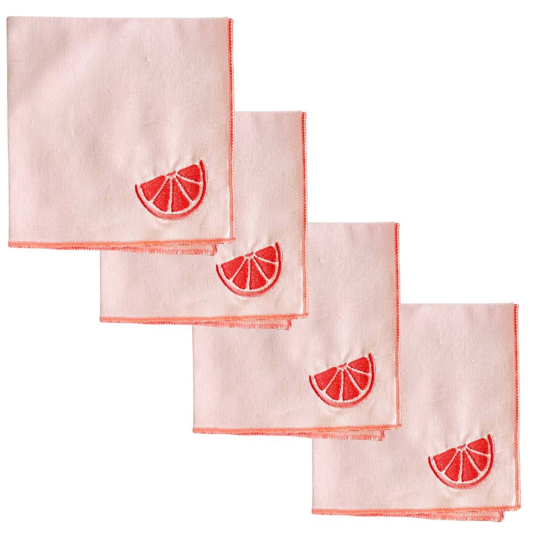 Citrus Linen Reusable Cocktail Napkins, Set of Four - The Kindness Cause