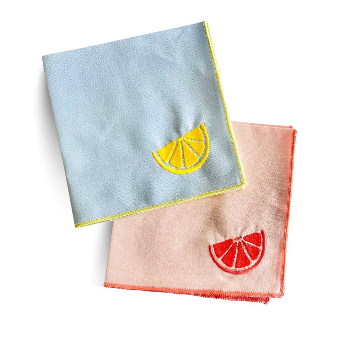Citrus Linen Reusable Cocktail Napkins, Set of Four - The Kindness Cause