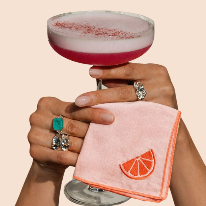 Citrus Linen Reusable Cocktail Napkins, Set of Four - The Kindness Cause