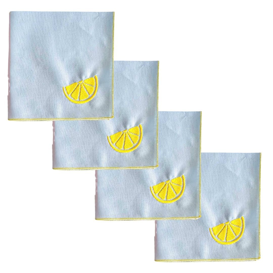 Citrus Linen Reusable Cocktail Napkins, Set of Four - The Kindness Cause