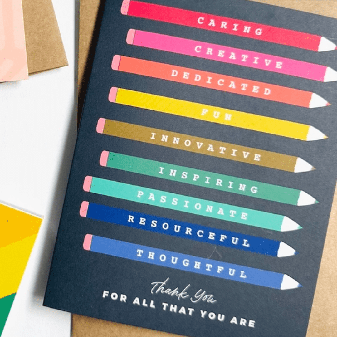 Colorful Pencils Teacher Appreciation Greeting Card - The Kindness Cause