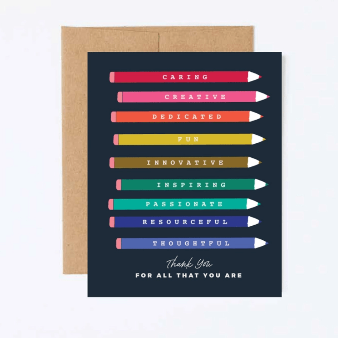 Colorful Pencils Teacher Appreciation Greeting Card - The Kindness Cause