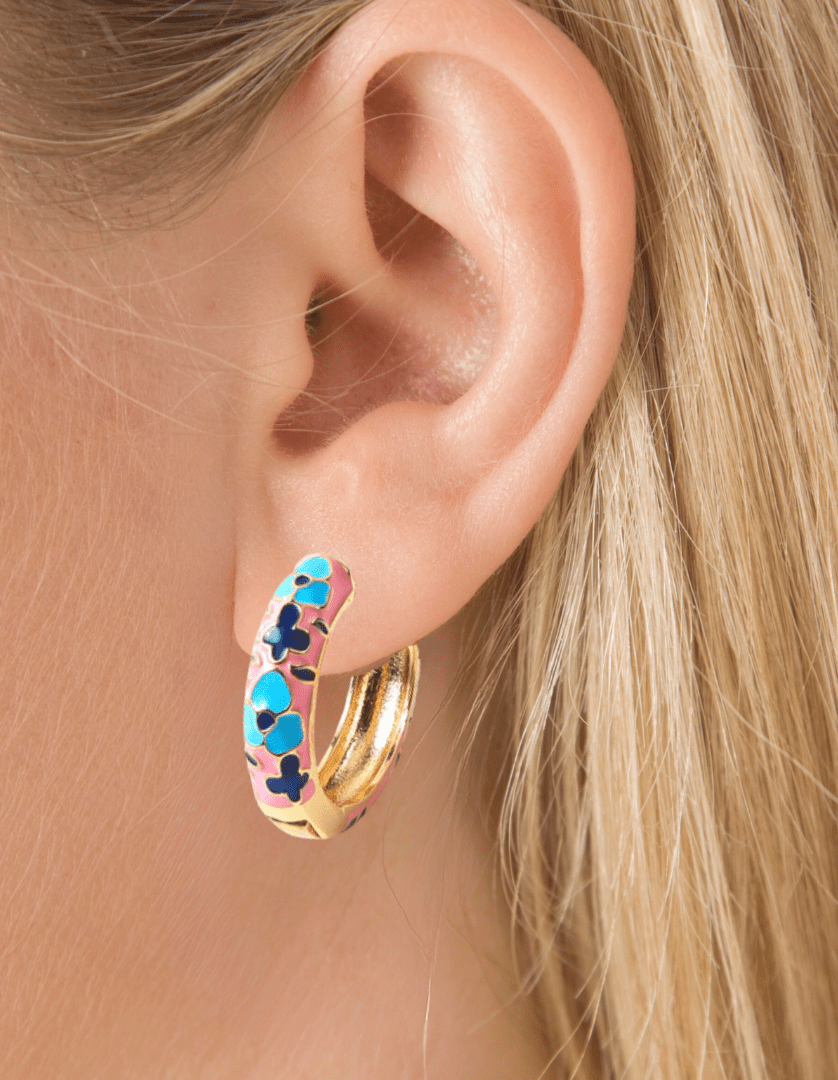 Flower Enamel Hoop Earrings - The Kindness Cause