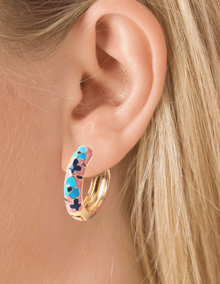 Flower Enamel Hoop Earrings - The Kindness Cause