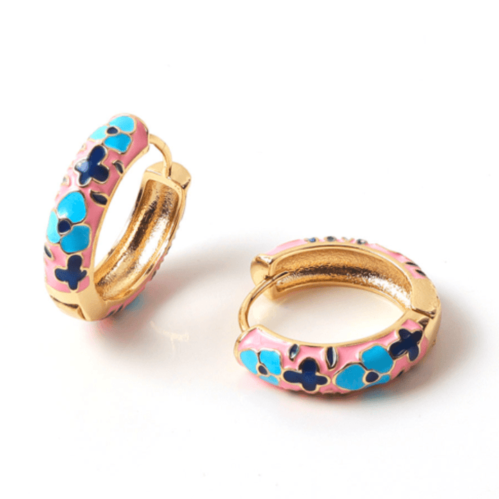 Flower Enamel Hoop Earrings - The Kindness Cause