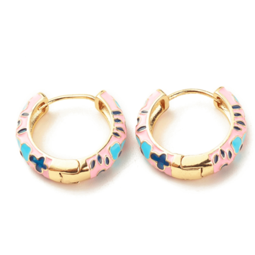 Flower Enamel Hoop Earrings - The Kindness Cause