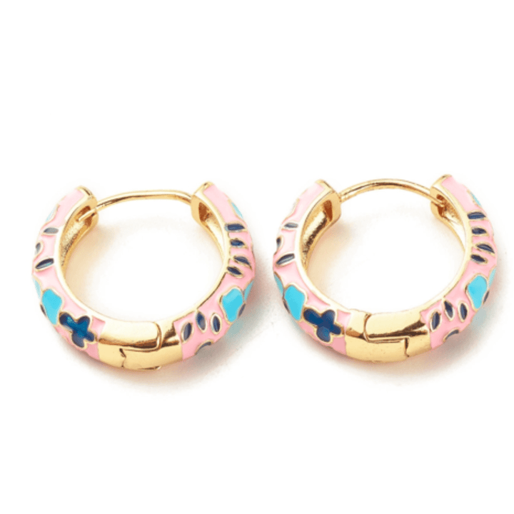 Flower Enamel Hoop Earrings - The Kindness Cause