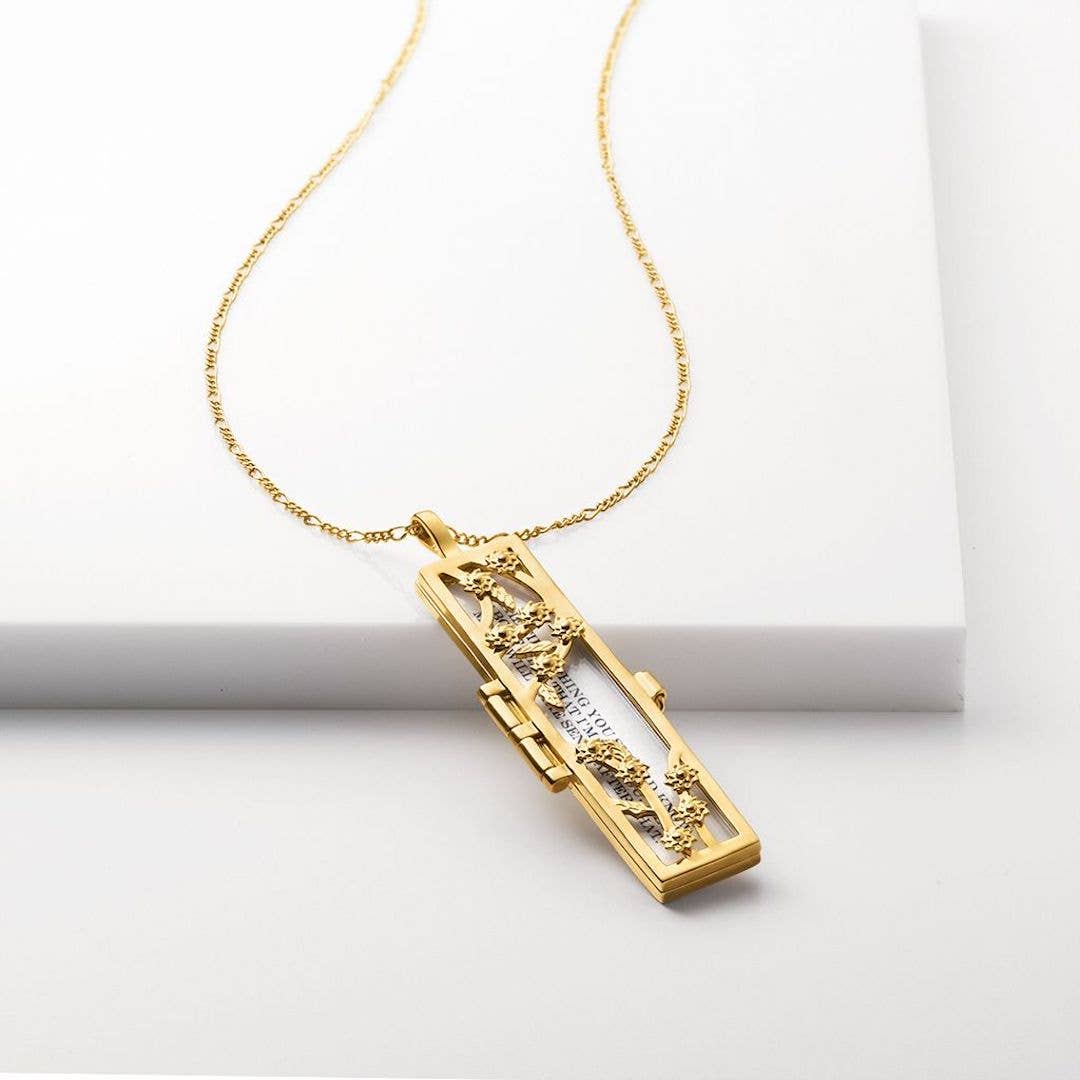 Flowered Vines Fortune Locket in Gold - The Kindness Cause