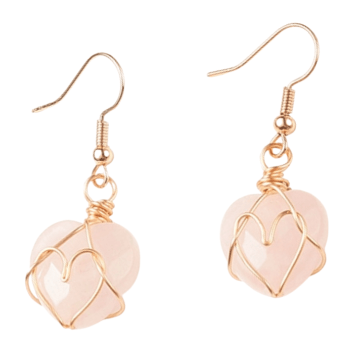 Gemstone Heart Wire Wrap Drop Earrings - The Kindness Cause