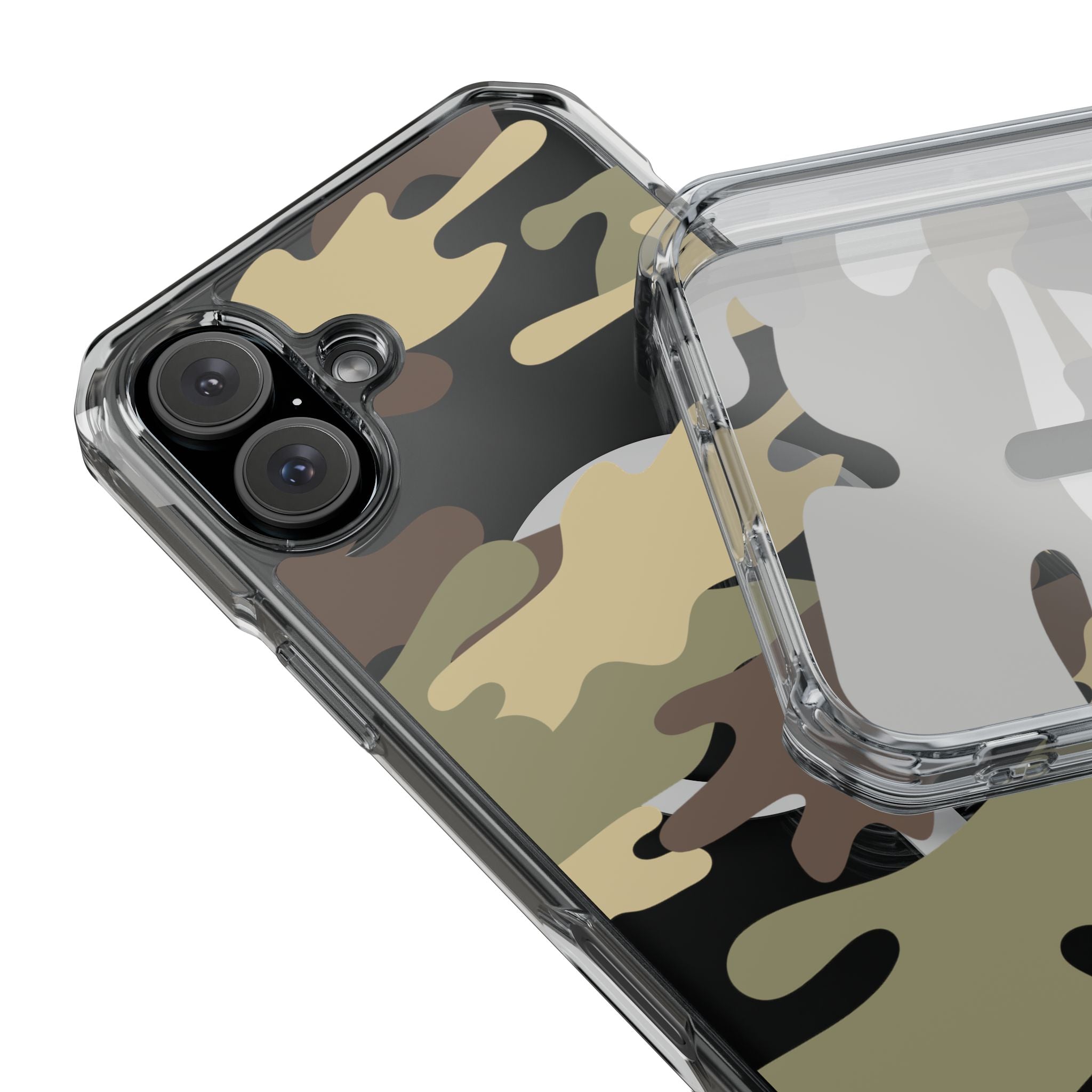 Green & Brown Camo Magnetic Clear Impact Phone Cases - The Kindness Cause
