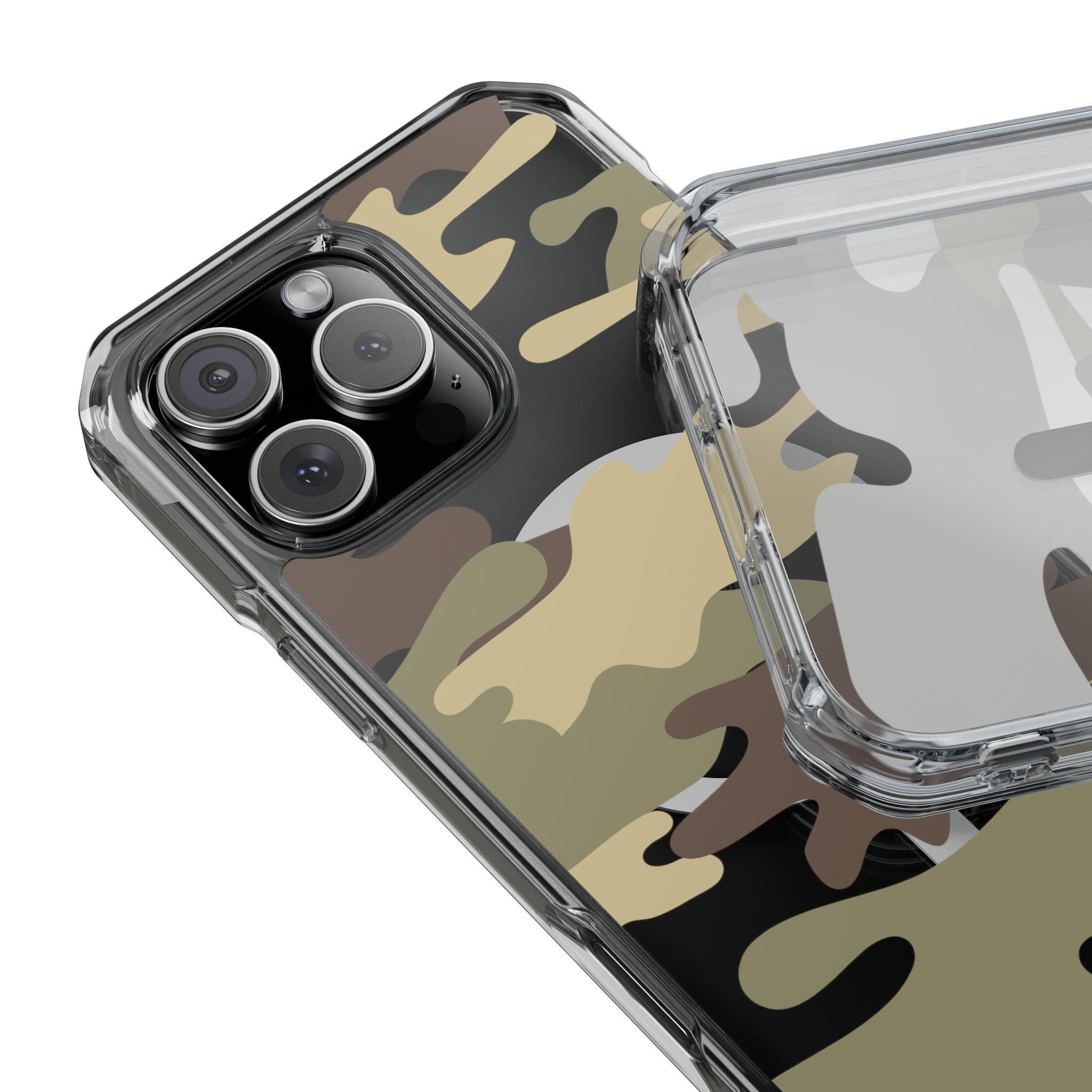 Green & Brown Camo Magnetic Clear Impact Phone Cases - The Kindness Cause