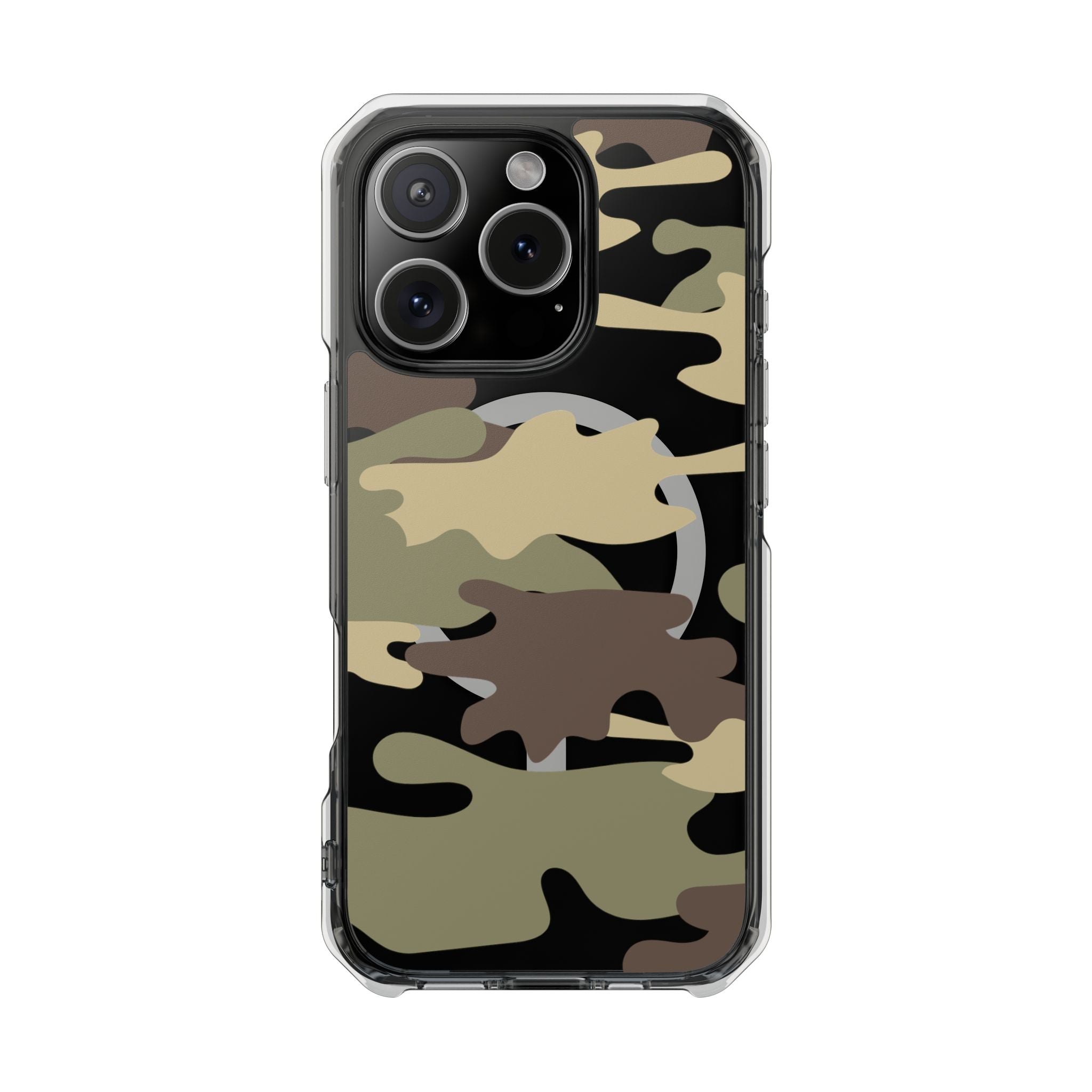 Green & Brown Camo Magnetic Clear Impact Phone Cases - The Kindness Cause