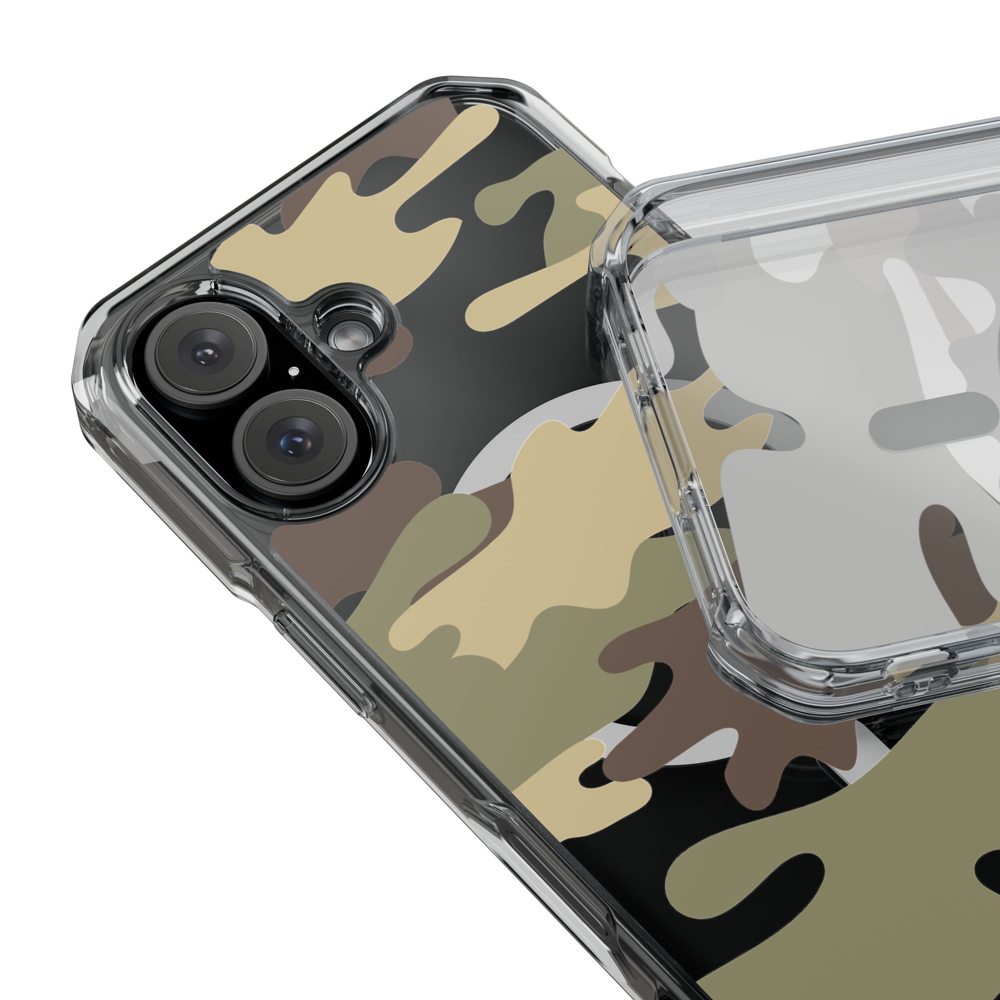 Green & Brown Camo Magnetic Clear Impact Phone Cases - The Kindness Cause