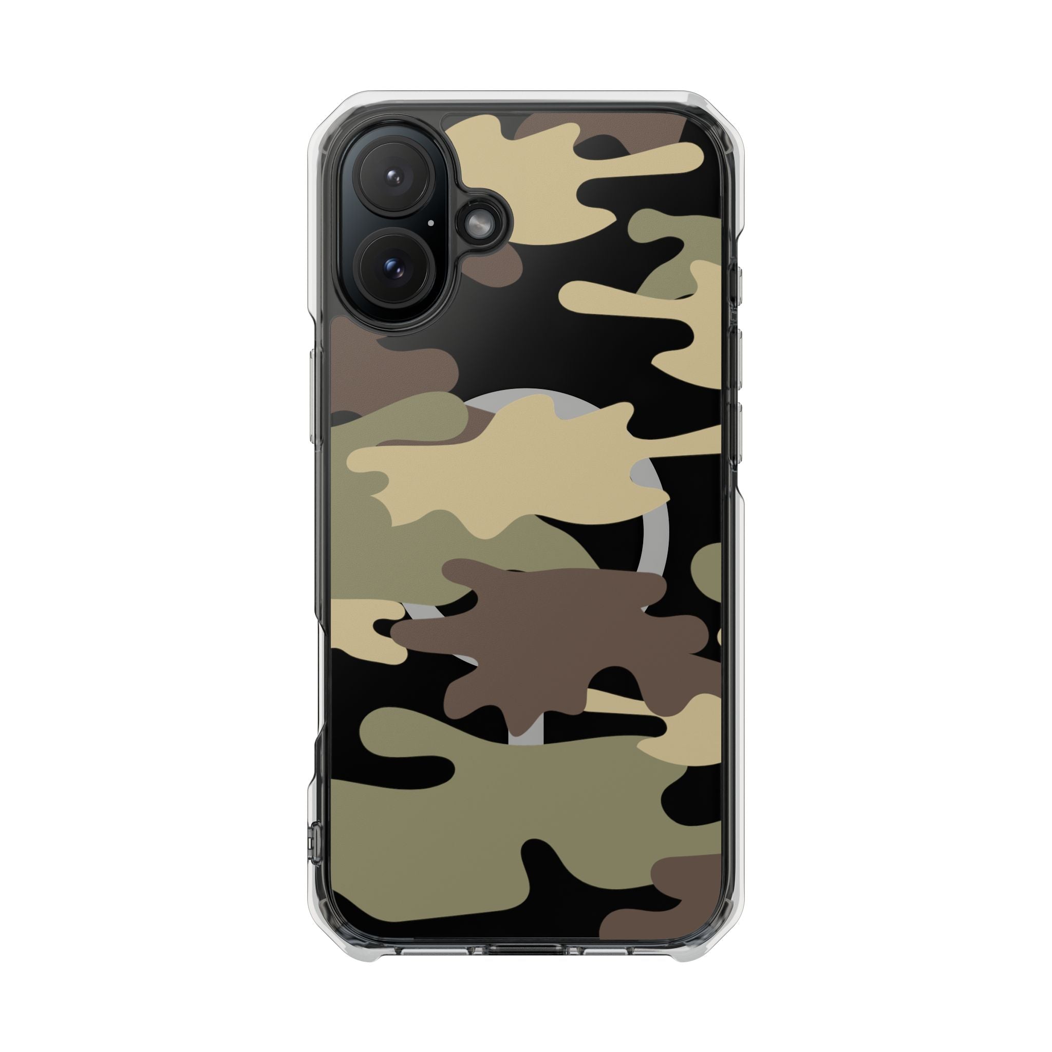 Green & Brown Camo Magnetic Clear Impact Phone Cases - The Kindness Cause