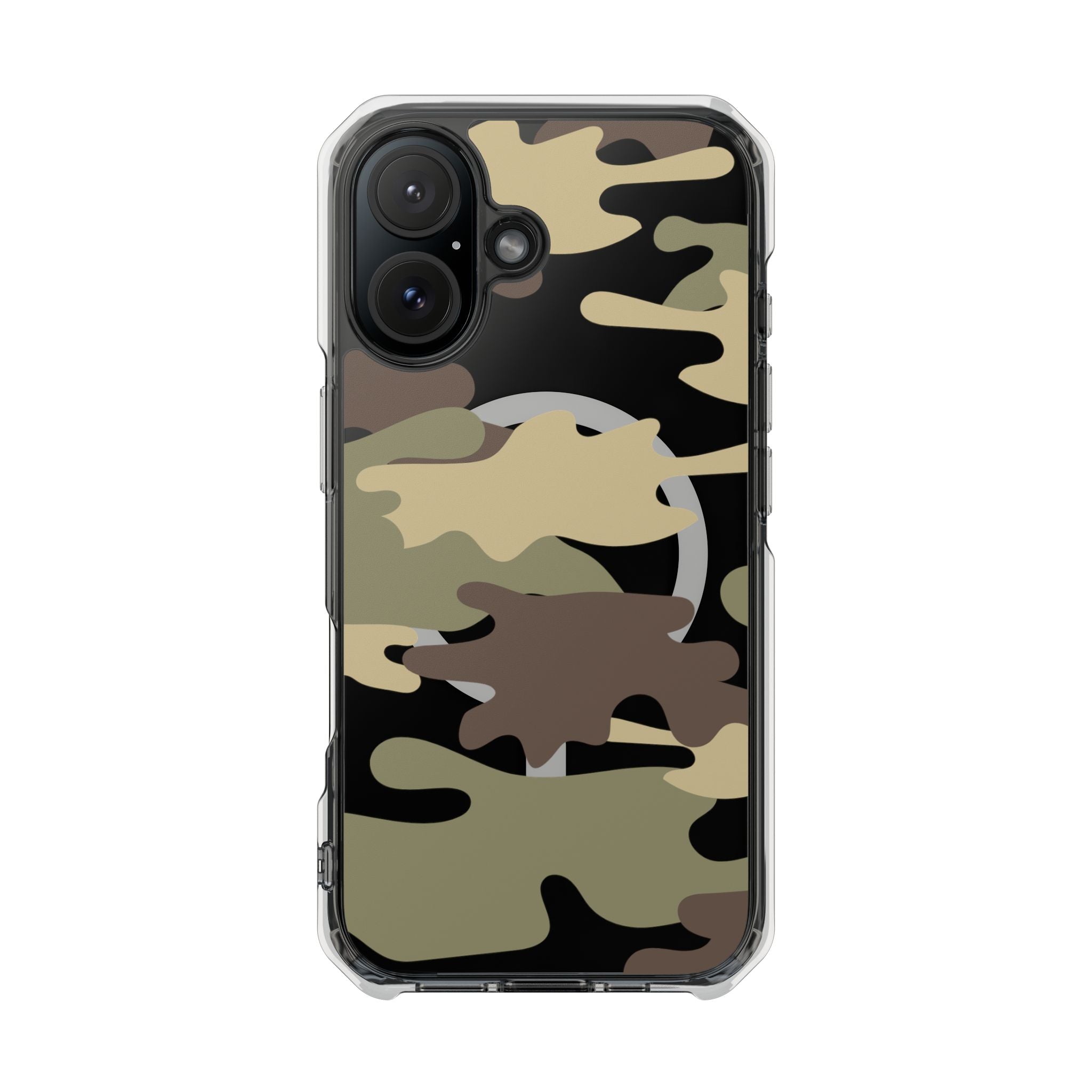 Green & Brown Camo Magnetic Clear Impact Phone Cases - The Kindness Cause