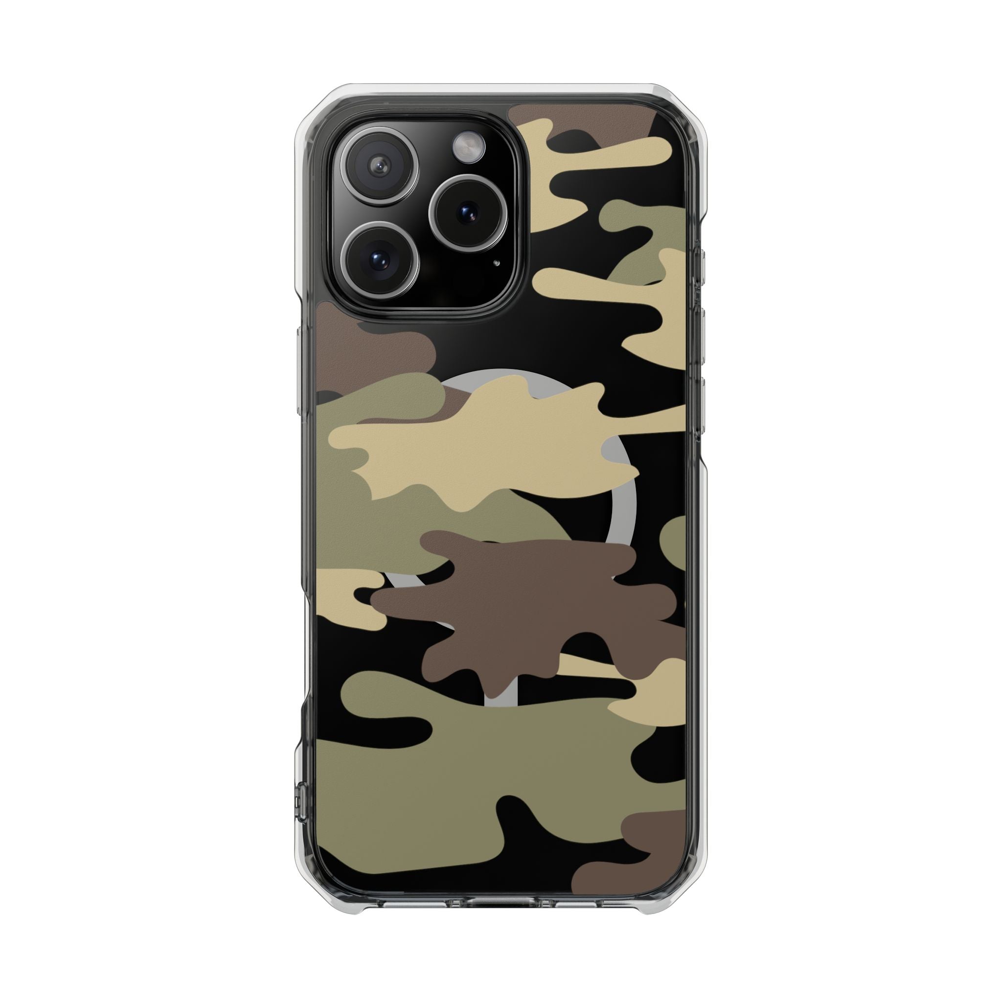 Green & Brown Camo Magnetic Clear Impact Phone Cases - The Kindness Cause