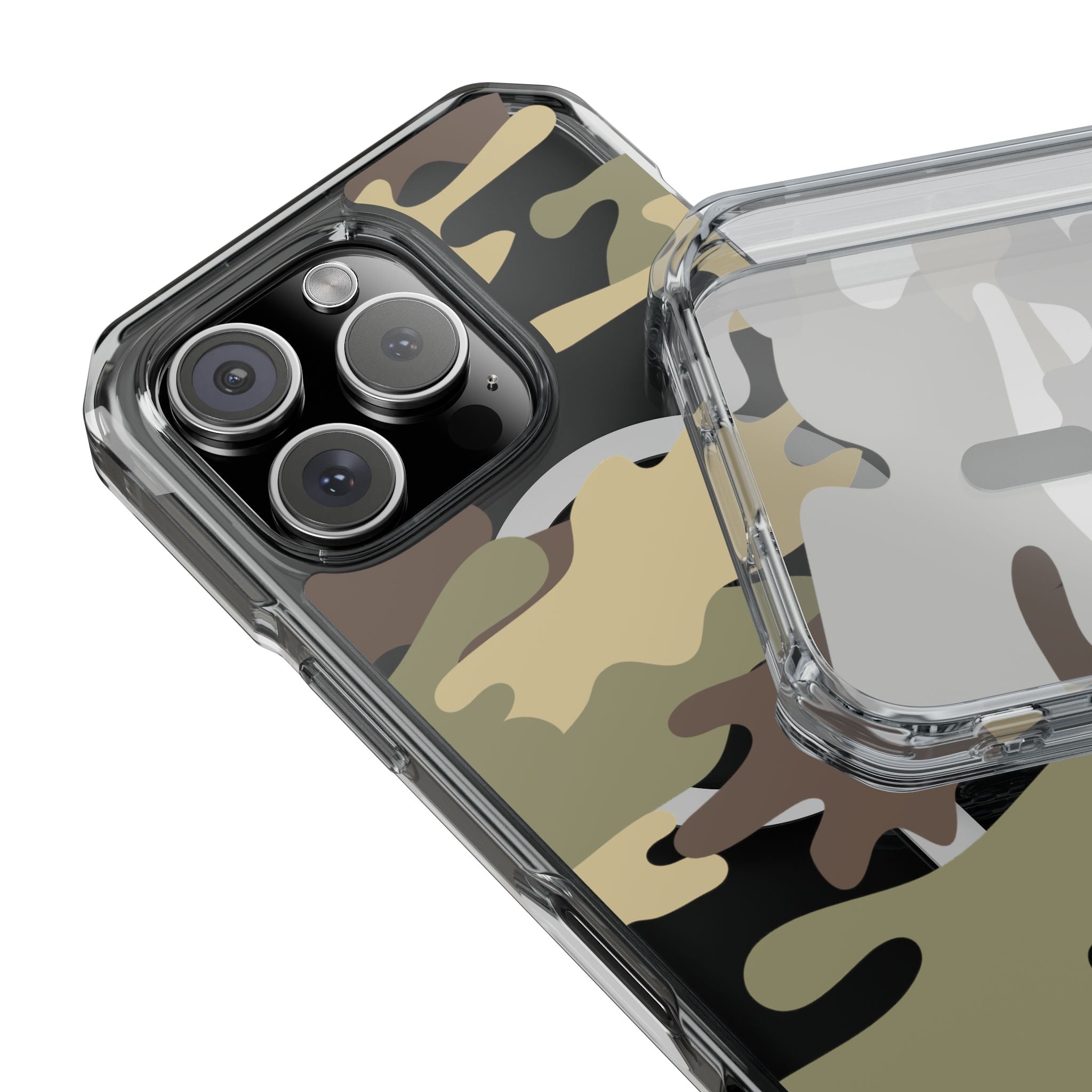 Green & Brown Camo Magnetic Clear Impact Phone Cases - The Kindness Cause