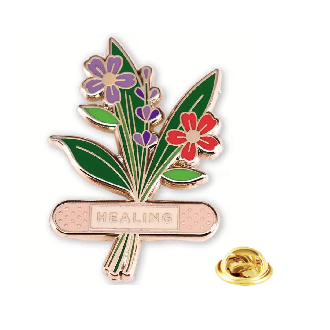 Healing Takes Courage Floral Enamel Lapel Pin - The Kindness Cause