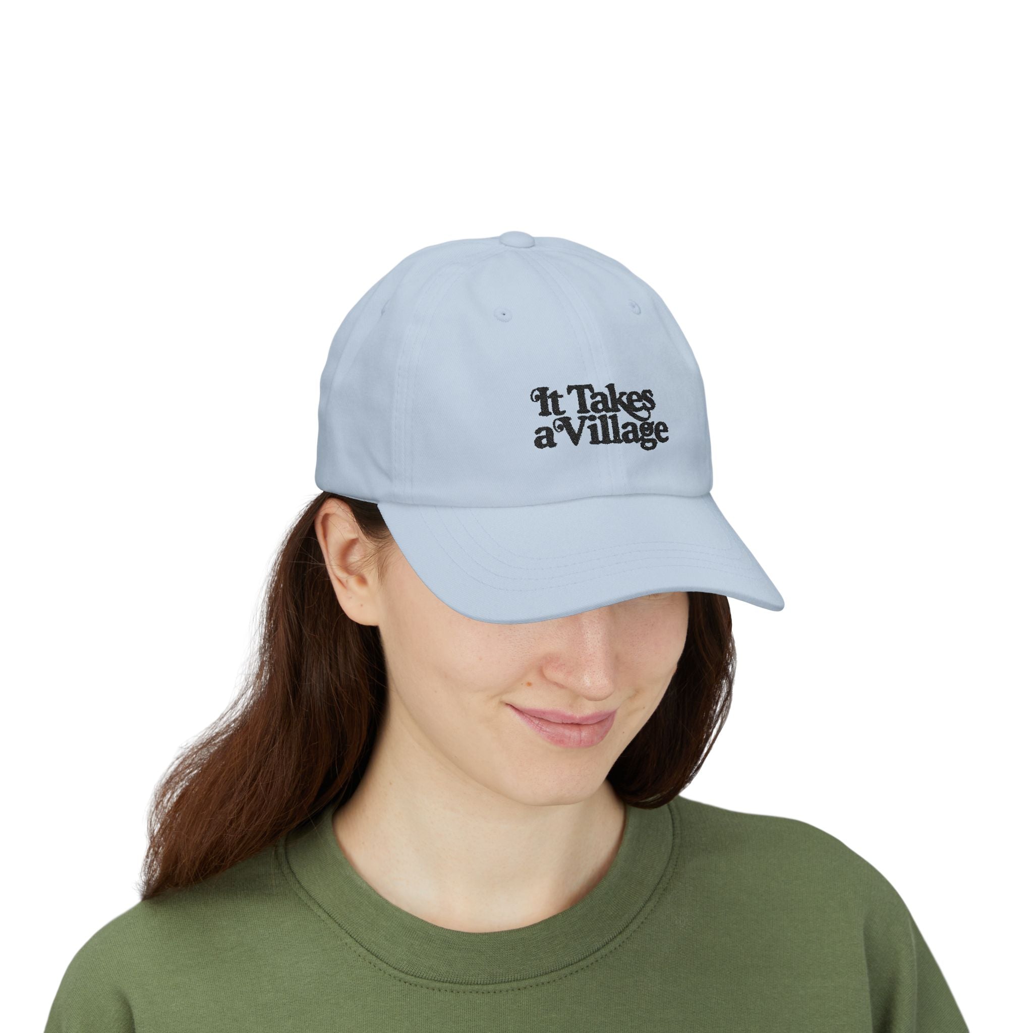 It Takes A Village Black Embroidered Classic Dad Cap - The Kindness Cause