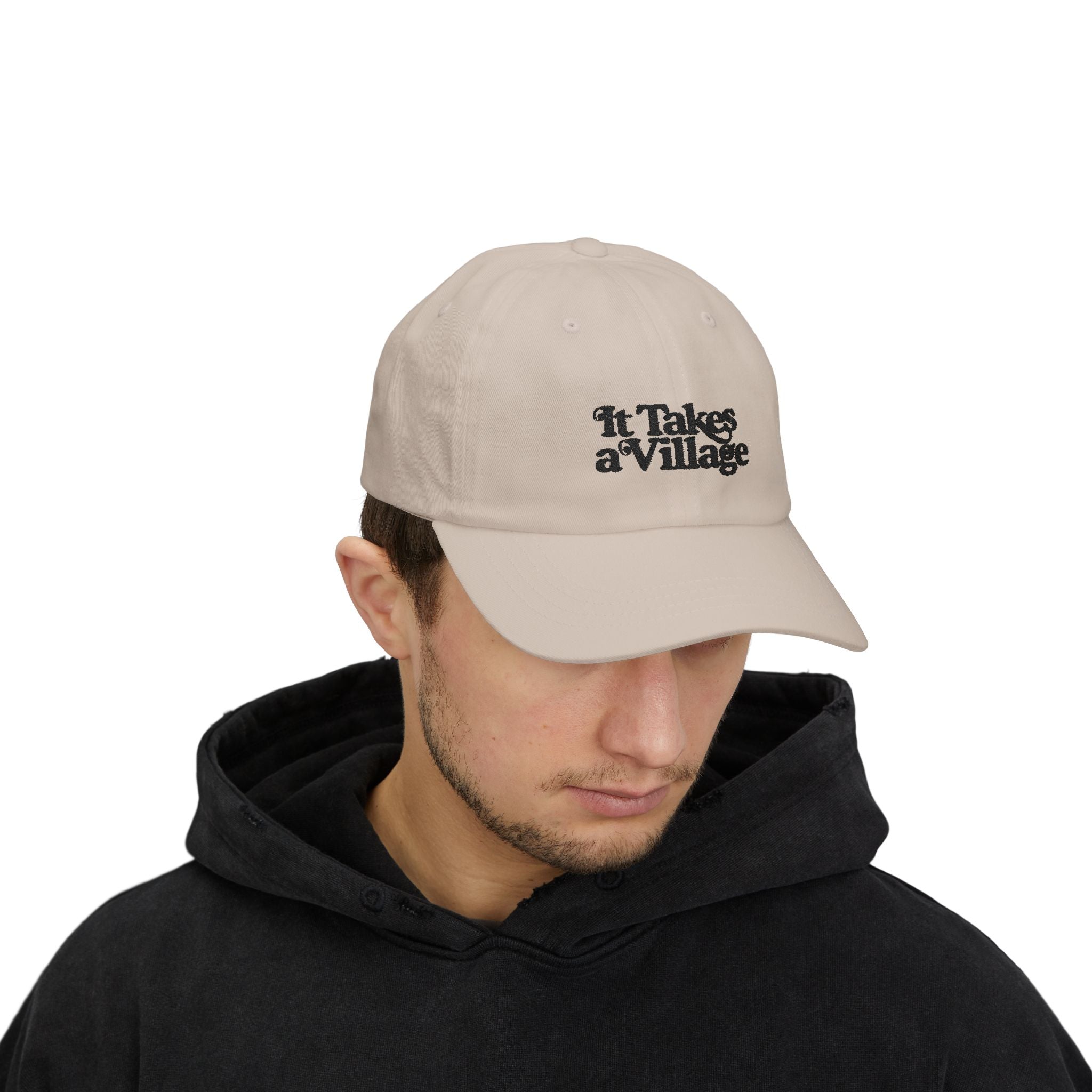 It Takes A Village Black Embroidered Classic Dad Cap - The Kindness Cause