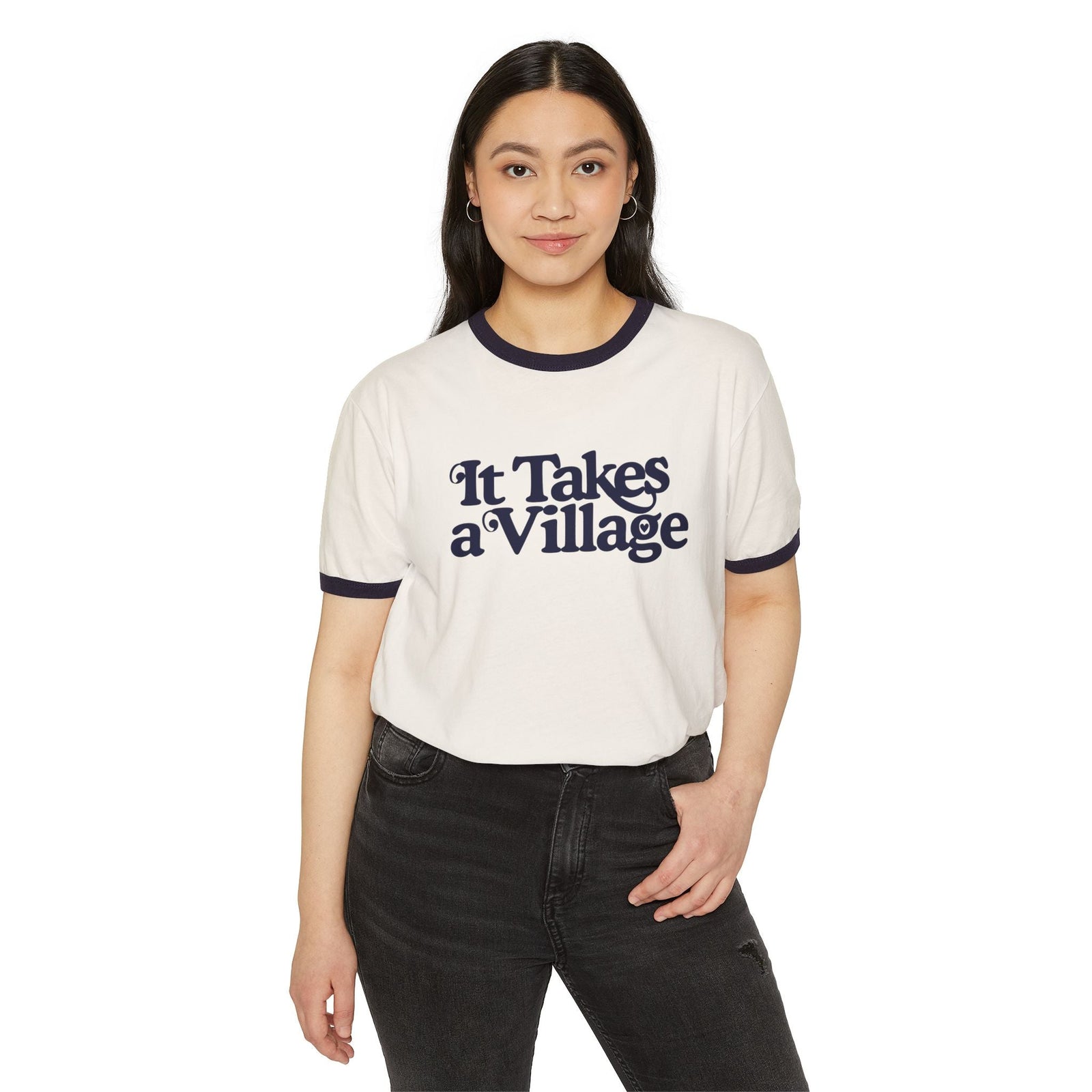 It Takes A Village Unisex Cotton Ringer T-Shirt - The Kindness Cause