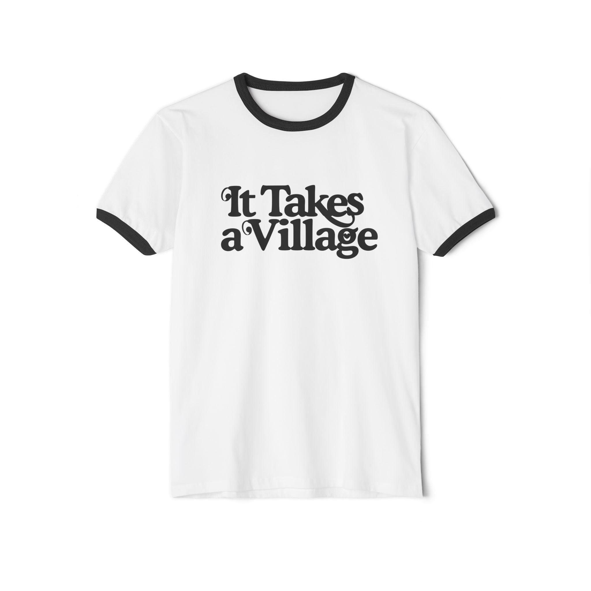 It Takes A Village Unisex Cotton Ringer T-Shirt - The Kindness Cause