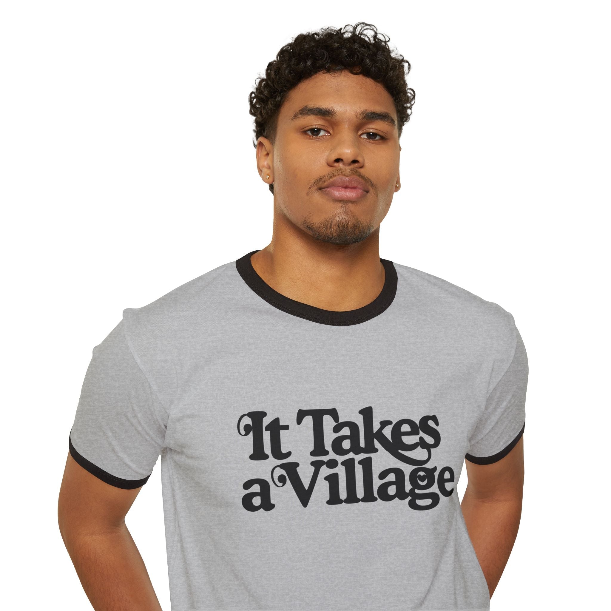 It Takes A Village Unisex Cotton Ringer T-Shirt - The Kindness Cause