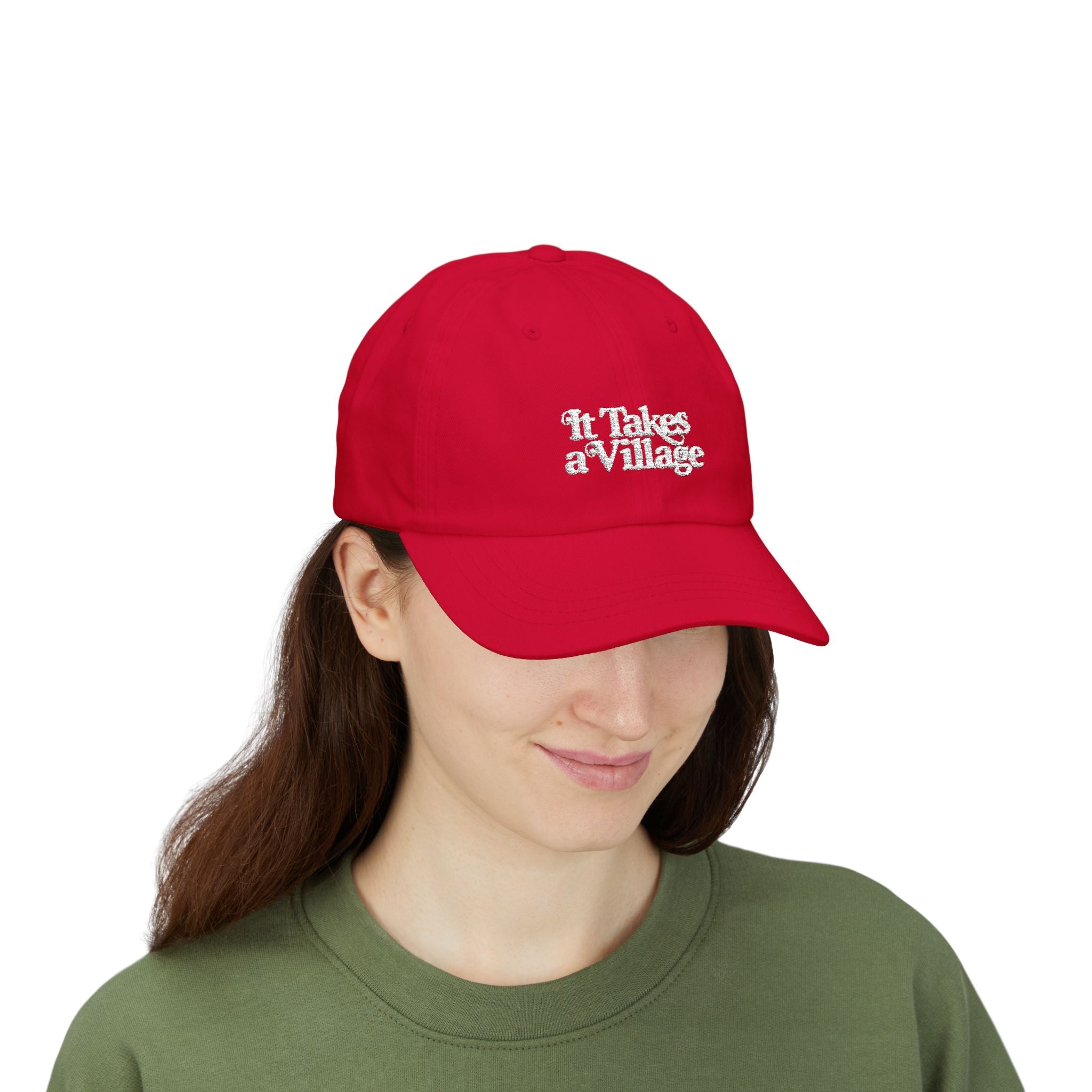 It Takes A Village White Embroidery Classic Dad Cap - The Kindness Cause