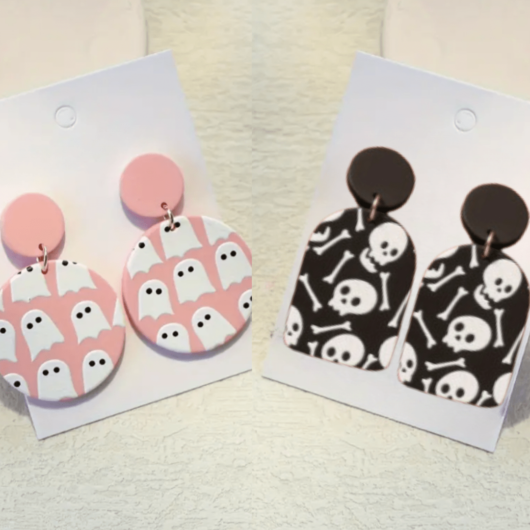 Lightweight Acrylic Ghost or Skeleton Halloween Earrings - The Kindness Cause