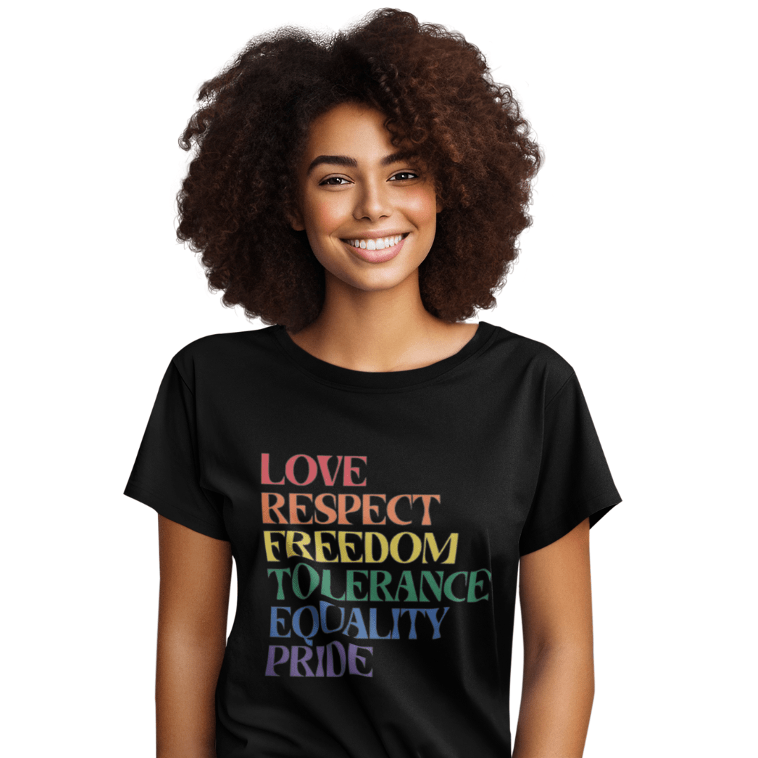 Love Respect Freedom Tolerance Equality Pride Organic Cotton T-Shirt - The Kindness Cause