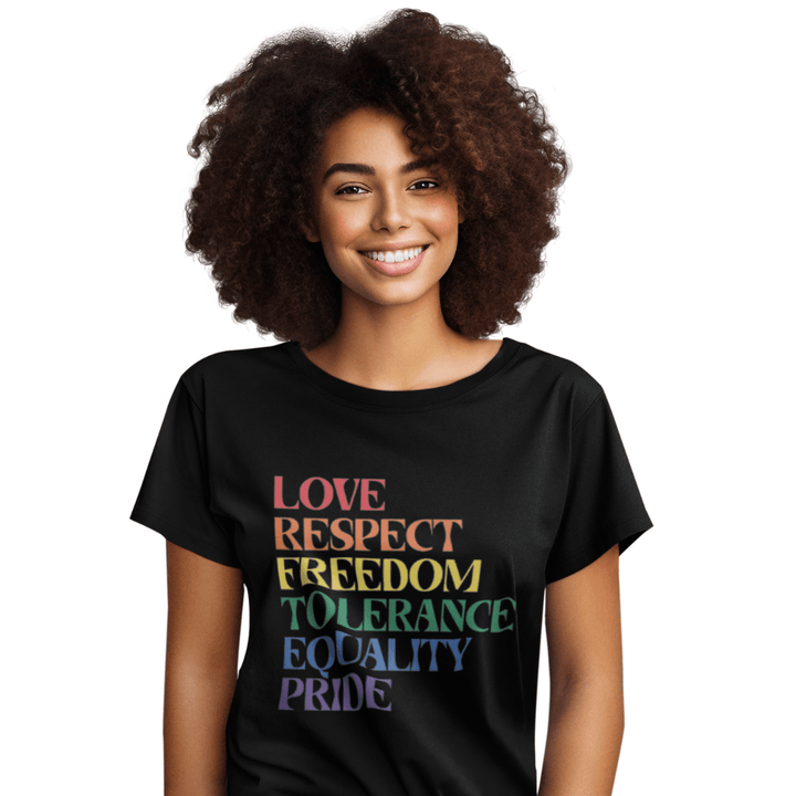 Love Respect Freedom Tolerance Equality Pride Organic Cotton T-Shirt - The Kindness Cause