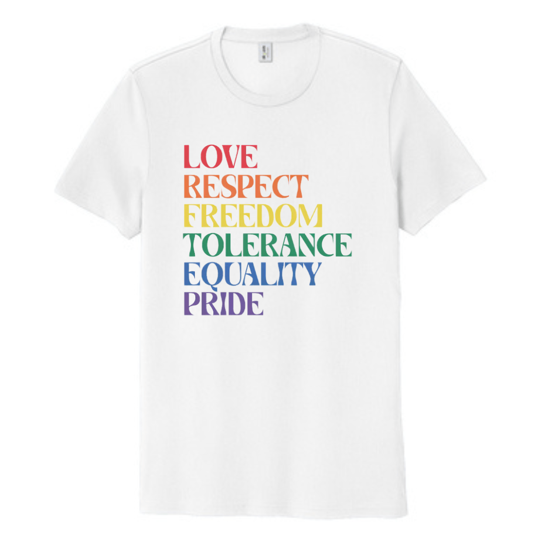 Love Respect Freedom Tolerance Equality Pride Organic Cotton T-Shirt - The Kindness Cause