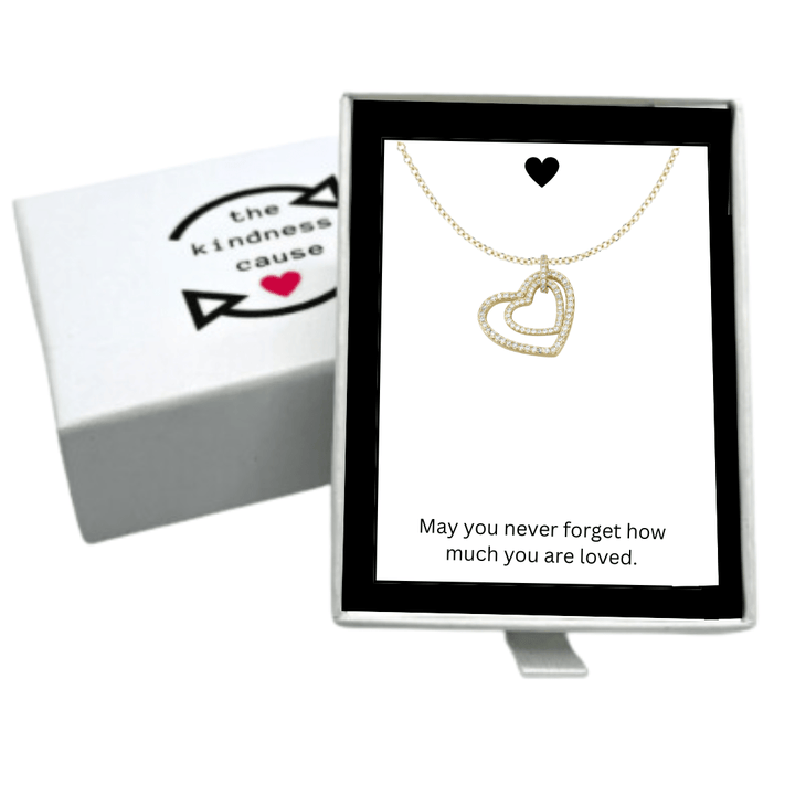 Micro Pave Cubic Zirconia Double Heart Pendant Necklace - The Kindness Cause