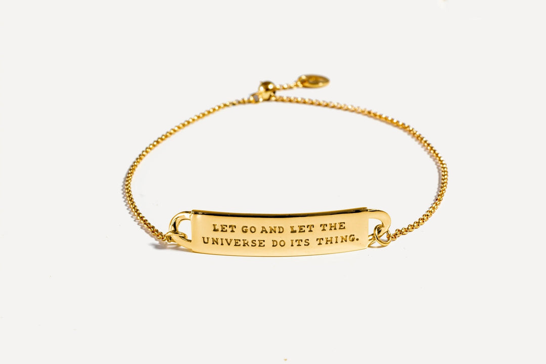 Mini Fortune Bracelet: Let Go And Let The Universe in Gold - The Kindness Cause