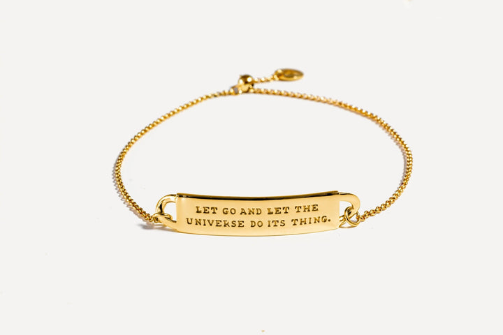 Mini Fortune Bracelet: Let Go And Let The Universe in Gold - The Kindness Cause