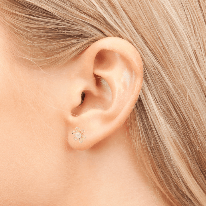 Natural Pearl Flower Mini Stud Earrings - The Kindness Cause
